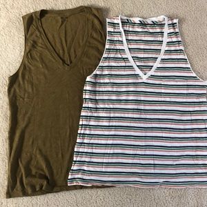 Madewell whisper cotton v-neck tank, pair.